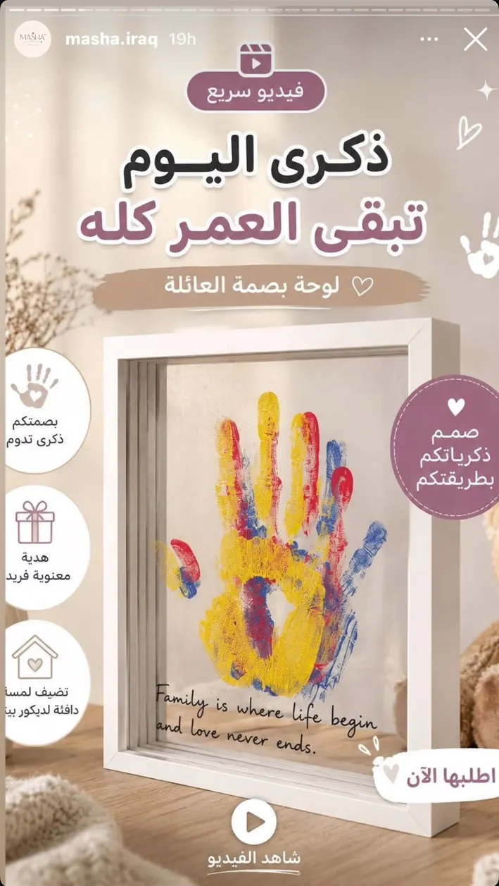 لوحة بصمة العائلة بإطار أبيض